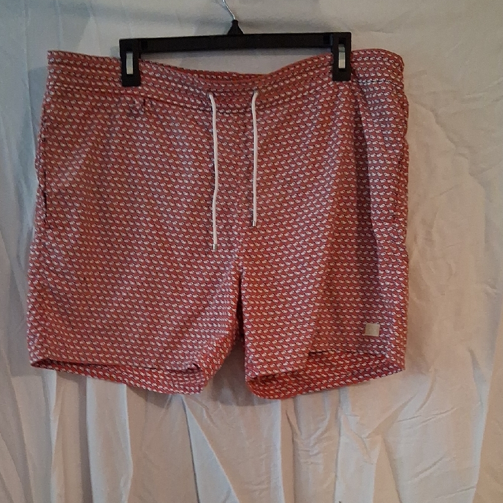 Salvatore Ferragamo Red Patterned Swim Trunks
